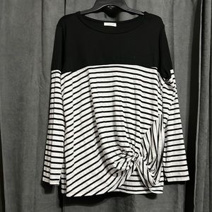 Chic Soul 2XL Black and White Striped Top